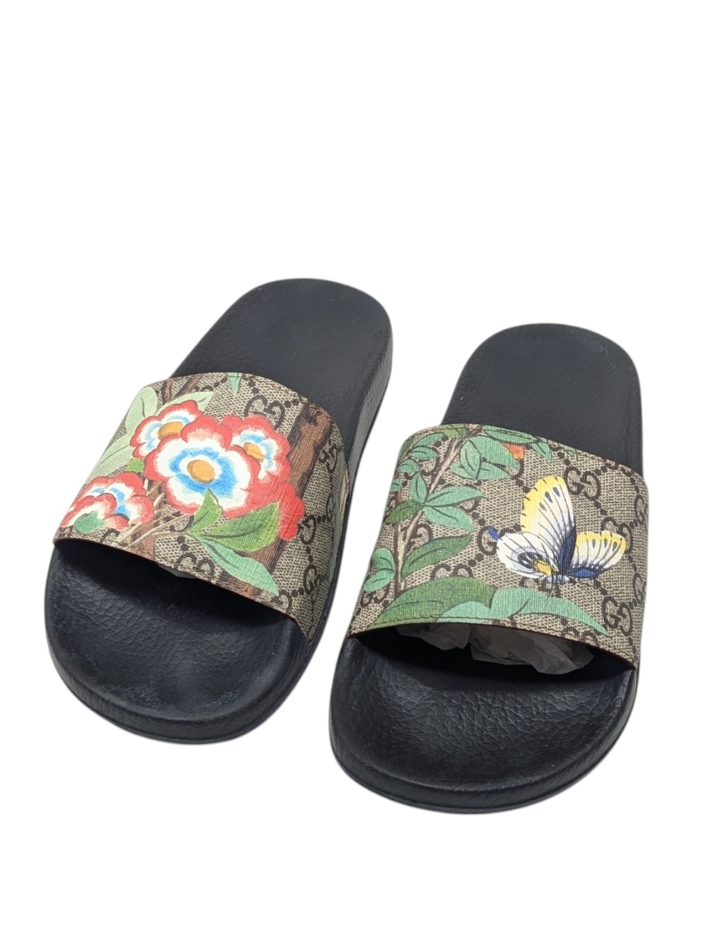 Gucci Tian Slides GG Supreme RARE Butterfly Floral Slide Sandals Size EU 39 - Picture 2 of 11